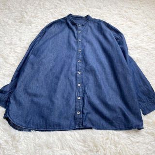 ネストローブ(nest Robe)の【美品】ネストローブ/nest Robe デニム シャツ　バンドカラー　ブラウス(シャツ/ブラウス(長袖/七分))