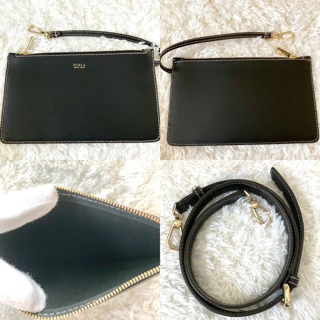 Furla(フルラ)の美品✨フルラ ステイシー 黒 ステッチ 2way ショルダー ハンドバッグ 巾着 レディースのバッグ(ショルダーバッグ)の商品写真