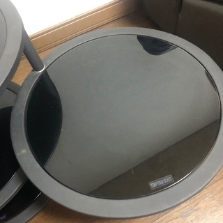 ミッドセンチュリー 4段 ラウンドテーブル ガラス天板 丸型テーブル 黒