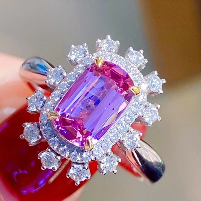 天然スピネル ダイヤ リング 1.46ct k18 ¥ レディースのアクセサリー(リング(指輪))の商品写真