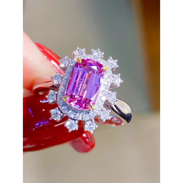 天然スピネル ダイヤ リング 1.46ct k18 ¥ レディースのアクセサリー(リング(指輪))の商品写真