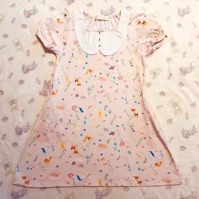 franche lippee(フランシュリッペ)の552【130】フランシュリッペ　ラチペット　半袖ワンピース　　ぼんやり柄 キッズ/ベビー/マタニティのキッズ服女の子用(90cm~)(ワンピース)の商品写真