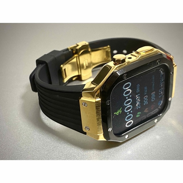 ゴールドBⅡ☆Apple Watch ラバーバンド ケース アップルウォッチの