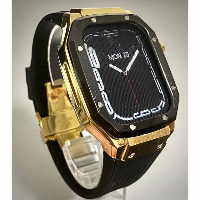 ゴールドBⅡ☆Apple Watch ラバーバンド ケース アップルウォッチの