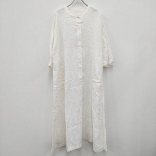 ネストローブ(nest Robe)のnest Robe リネン異番手ストライプワンピース 01211-1041  ホワイト レディース ネストローブ【中古】3-0312M☆(その他)