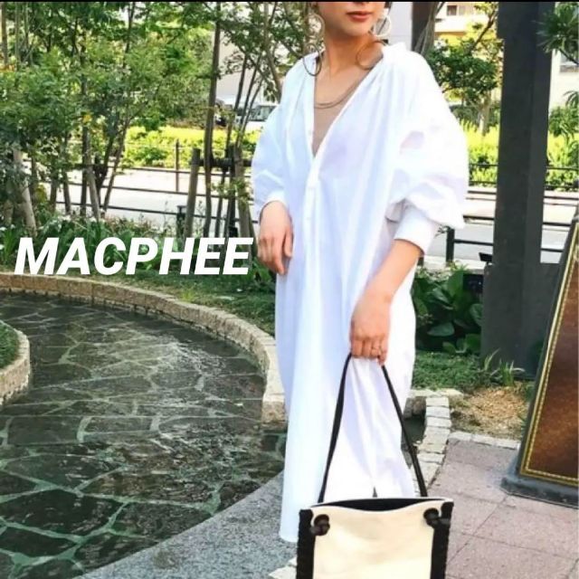 MACPHEE - マカフィー コットンブロード ギャザースリーブシャツ ...