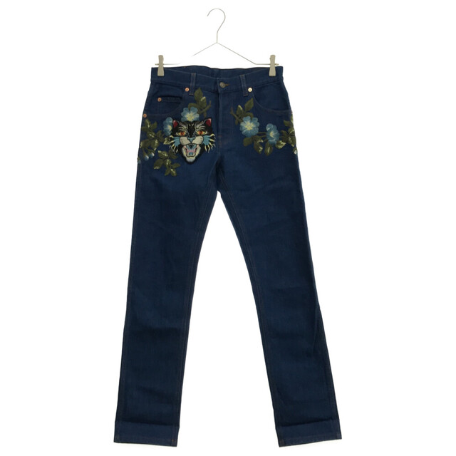 GUCCI グッチ 18AW アングリーキャット刺繍 デニムパンツ 430368 GUCCI グッチ 18AW アングリーキャット刺繍 デニムパンツ 430368