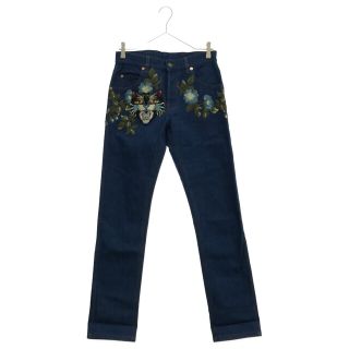 グッチ(Gucci)のGUCCI グッチ 18AW アングリーキャット刺繍 デニムパンツ 430368 XR611 インディゴ(デニム/ジーンズ)