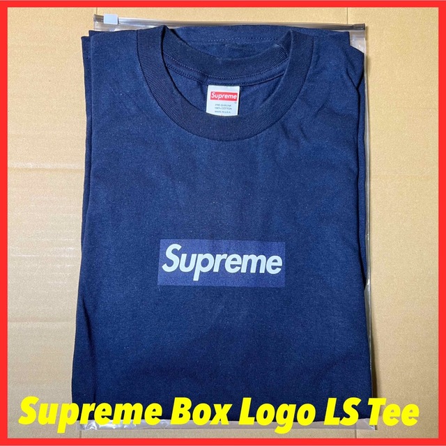 Supreme Box Logo L/S Tee Navy Large 紺 L