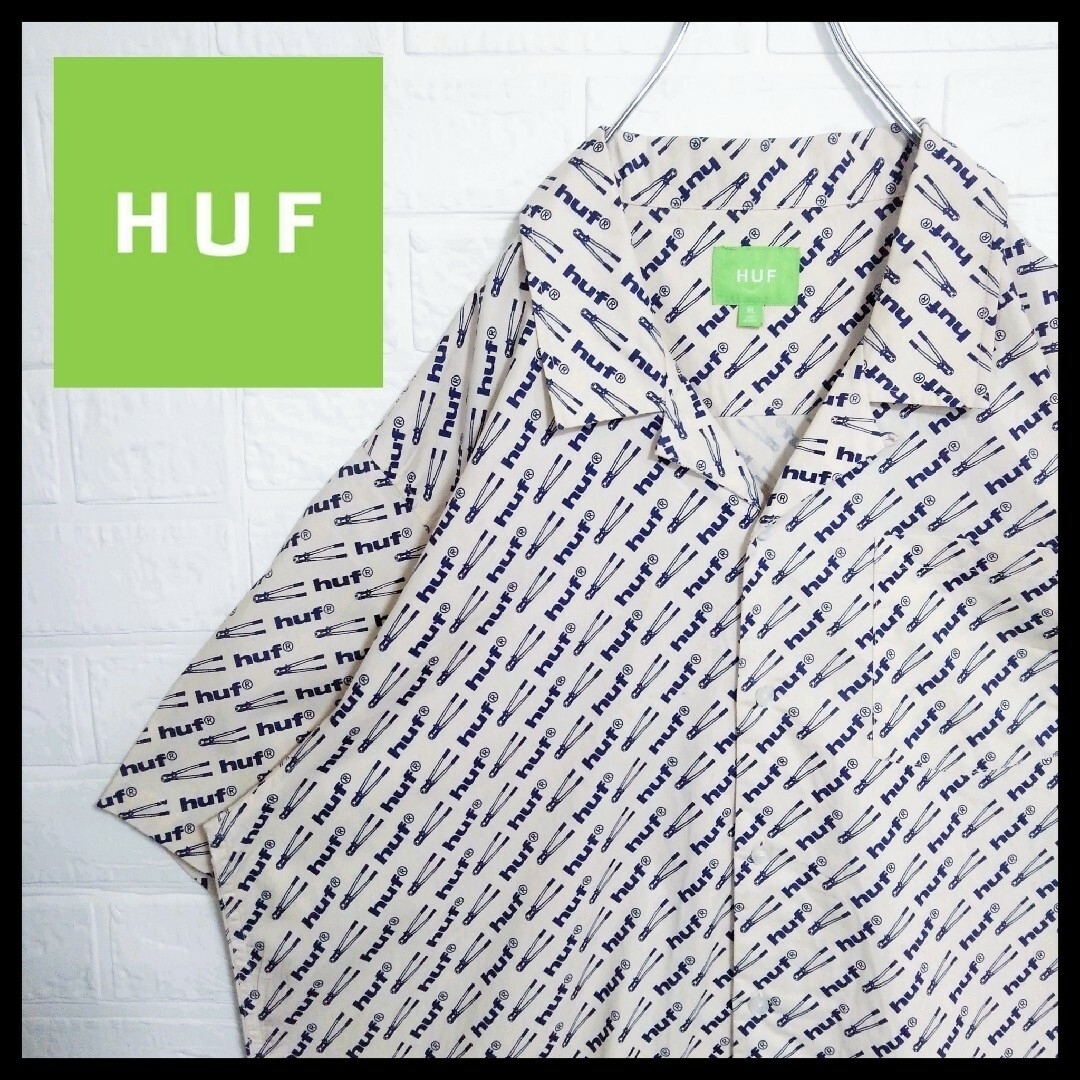 《HUF(ハフ)》総柄　オープンカラー　ビッグシルエット半袖シャツ