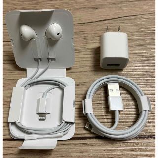 アイフォーン(iPhone)のiPhone SE 第二世代 付属品3点 純正 イヤホン　充電コード　コンセント(バッテリー/充電器)