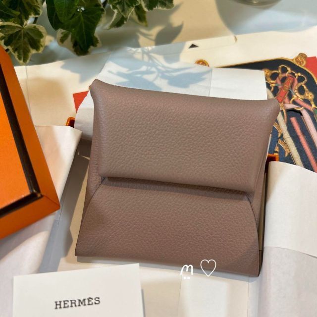 エルメス HERMES バスティア レザーコインケース ミニ財布 ピンク