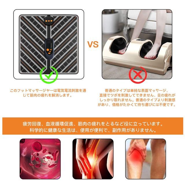フットマット EMS 足裏 6つモード 15段階 耐久性 簡単操作 軽量 持ち運