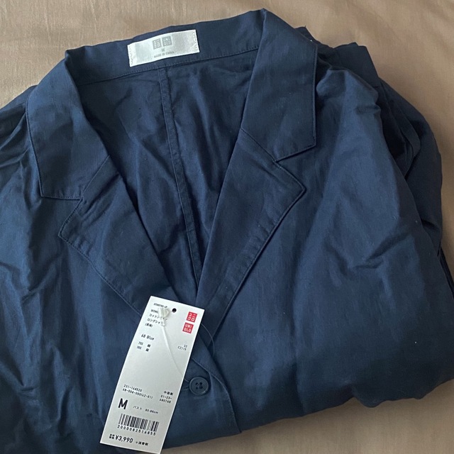 UNIQLO(ユニクロ)の新品未使用　ユニクロ　コットンリネン　ロングシャツ　ワンピース　　M レディースのワンピース(ひざ丈ワンピース)の商品写真