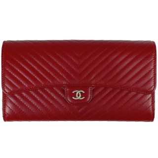 シャネル(CHANEL)のシャネル Vステッチ 二つ折り 長財布 レディース 【中古】(財布)