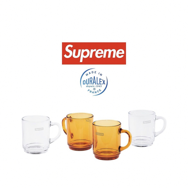 Supreme(シュプリーム)の【値下げ】Supreme/Duralex Glass Mugs clear 2個 インテリア/住まい/日用品のキッチン/食器(グラス/カップ)の商品写真