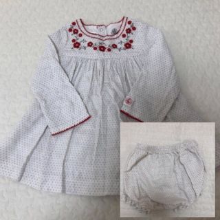 プチバトー(PETIT BATEAU)のプチバトー 花柄 刺繍 ワンピース ブルマ　セット　18m 81cm(ワンピース)