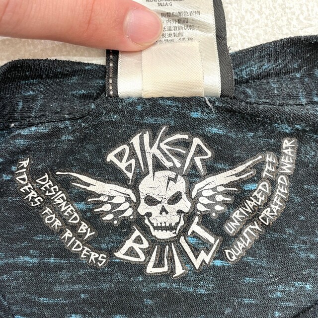 Hurley(ハーレー)の【中古】 ハーレー ダビッドソン HARLEY-DAVIDSON Tシャツ 半袖 ショートスリーブ 薄手 ロゴ 両面プリント サイズ：L ブラック系 ミックスカラー 古着 中古 mellow BIKER BUILT ゆうパケット対応 メンズのトップス(Tシャツ/カットソー(半袖/袖なし))の商品写真