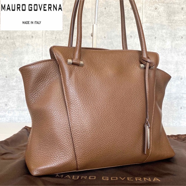 美品】MAURO GOVERNA BORSA6696 ブラウン トートバッグ-