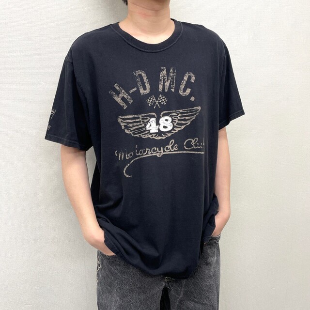 Hurley(ハーレー)の【中古】 ハーレー ダビッドソン HARLEY-DAVIDSON Tシャツ 半袖 ショートスリーブ ロゴ プリント サイズ：2XL ブラック MADE IN U.S.A 古着 中古 mellow ゆうパケット対応 メンズのトップス(Tシャツ/カットソー(半袖/袖なし))の商品写真