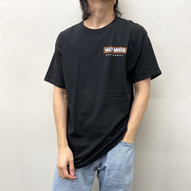 ヘインズ Hanes ハーレー ダビッドソン HARLEY-DAVIDSON Tシャツ 半袖 ショートスリーブ ロゴ プリント サイズ：L ブラック   mellow ゆうパケット対応