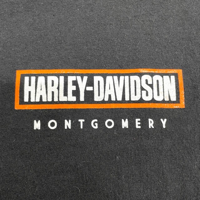 【中古】 ヘインズ Hanes ハーレー ダビッドソン HARLEY-DAVIDSON Tシャツ 半袖 ショートスリーブ ロゴ プリント サイズ：L  ブラック 古着 中古 mellow ゆうパケット対応