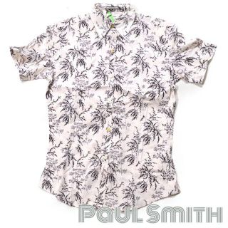 ポールスミス(Paul Smith)のポールスミス■美品　ボタニカル半袖シャツ　植物柄カットソー　メンズS　ピンク(Tシャツ/カットソー(半袖/袖なし))