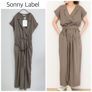 サニーレーベル(Sonny Label)の【新品タグ付】Sonny Labelオープンカラーサロペット　カーキ　フリー(サロペット/オーバーオール)