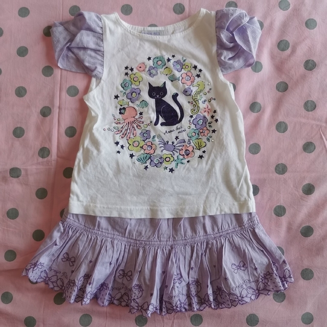 ANNA SUI mini(アナスイミニ)の★アナスイミニ★Tシャツ メゾピアノ★スカートスカパンセット 110 キッズ/ベビー/マタニティのキッズ服女の子用(90cm~)(Tシャツ/カットソー)の商品写真