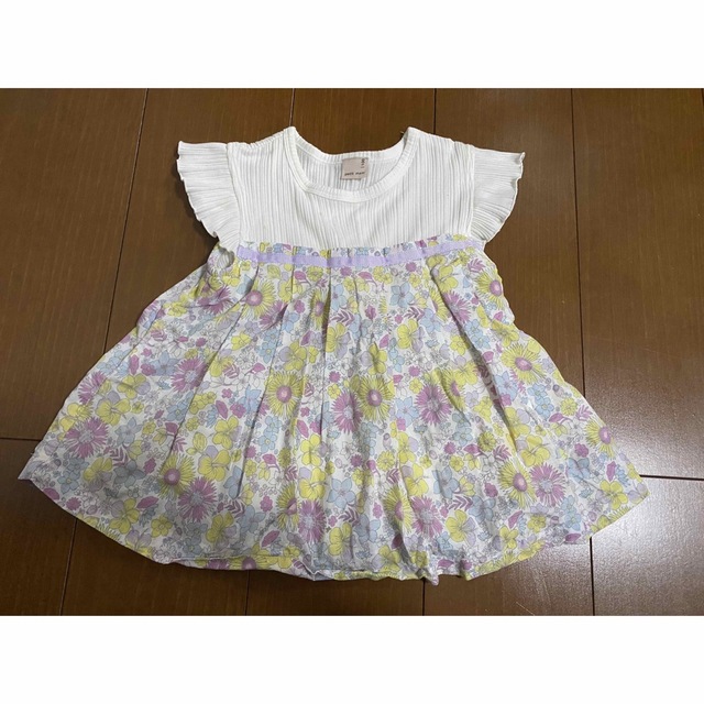 petit main(プティマイン)のプティマイン　セットアップ　半袖　フリル　キッズ　100 キッズ/ベビー/マタニティのキッズ服女の子用(90cm~)(Tシャツ/カットソー)の商品写真