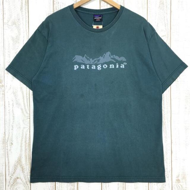 MENs L  パタゴニア 1990s ロゴ プリント Tシャツ Logo Print T-Shirt アメリカ製 黒タグ 雪なしタグ PATAGONIA グリーン系57cm裾幅