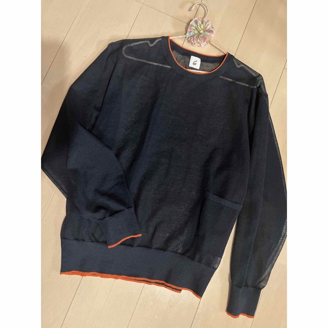 6ROKU LINE COLOR CREW NECK KNIT