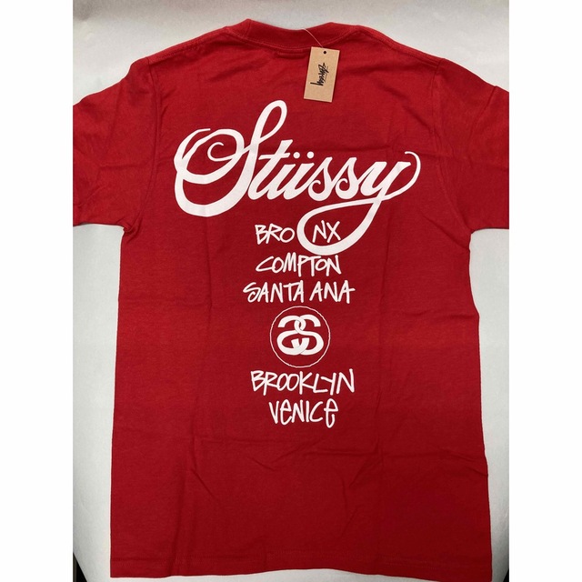 【新品未使用】stussyメンズ半袖コットンTシャツS World Tour