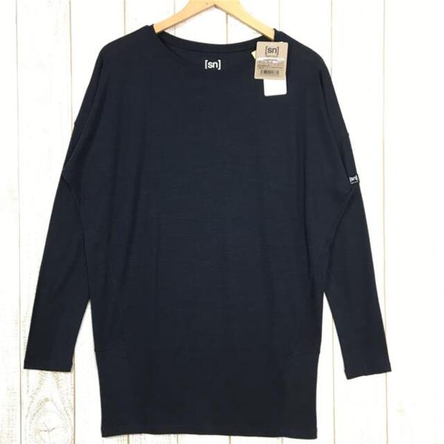 WOMENs M  スーパーナチュラル ウィメンズ JP ヨガ ルーズ Tシャツ ロングスリーブ W JP YOGA LOOSE TEE LS メリノウール ヨガウェア supernatural | SN SNW015610 Jet Black Melange ブラック系