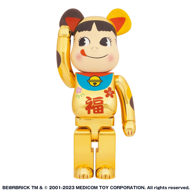 BE@RBRICK 招き猫 ペコちゃん 福 金メッキ 1000%