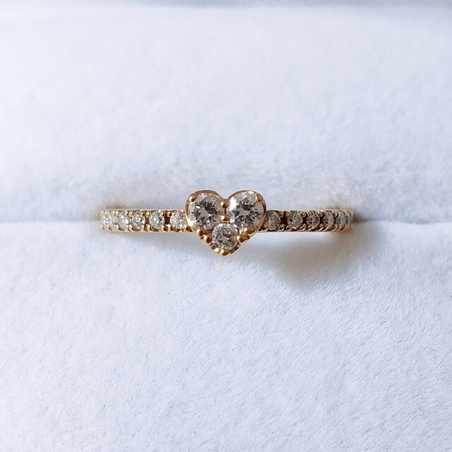 ポンテヴェキオ ダイヤモンド ハート ピンキー リング K18YG 0.18ct