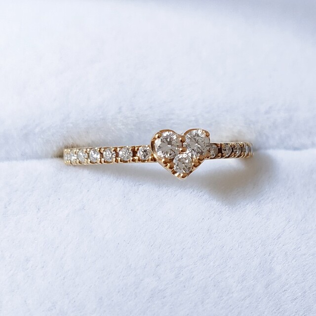 ポンテヴェキオ ダイヤモンド ハート ピンキー リング K18YG 0.18ct