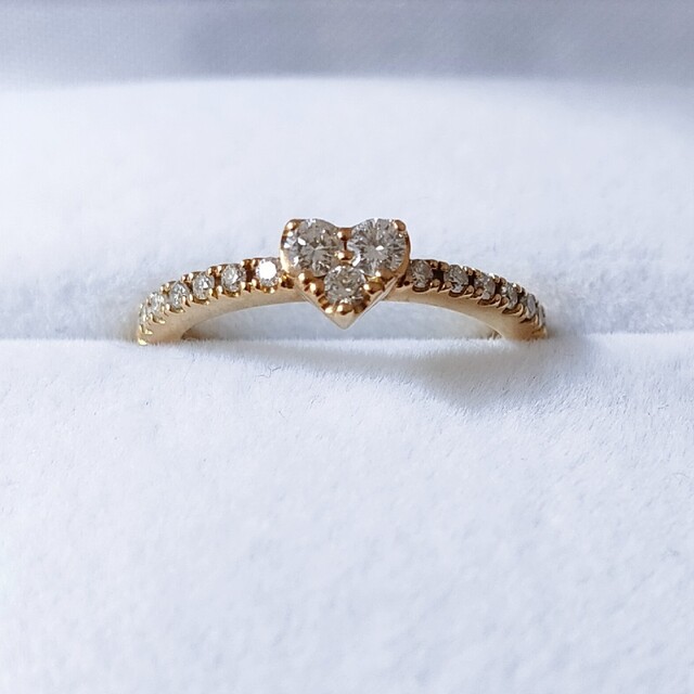 ポンテヴェキオ ダイヤモンド ハート ピンキー リング K18YG 0.18ct