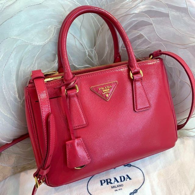 PRADA プラダ 美品 バッグ サフィアーノ 2way ピンク