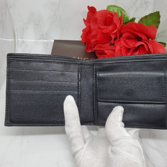 美品】 GUCCI グッチ シマ 2つ折り財布 財布 レザー ブラック 黒 美品】 GUCCI グッチ シマ 2つ折り財布 財布 レザー ブラック 黒