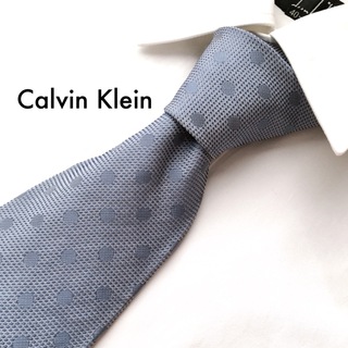 カルバンクライン(Calvin Klein)のCalvin klein カルバンクライン シルク ネクタイ ドット柄 グレー(ネクタイ)