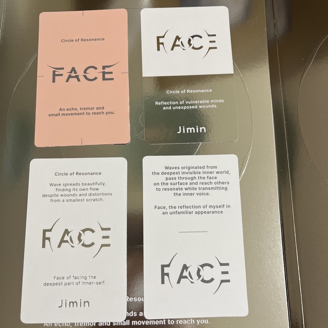 防弾少年団(BTS)(ボウダンショウネンダン)のBTS JIMIN ソロアルバム　FACE  トレカ4枚セット エンタメ/ホビーのCD(K-POP/アジア)の商品写真