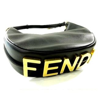 フェンディ(FENDI)のフェンディ グラフィ スモール ホーボー ハンドバッグ ショルダー ロゴ 黒(ハンドバッグ)