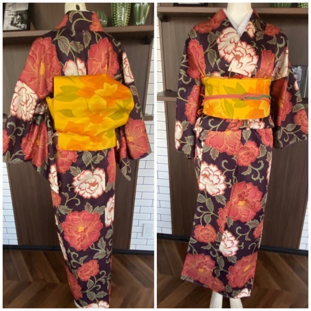 HIROMICHI NAKANO - 洗える着物 袷 小紋 オトナ華やかな牡丹柄Mサイズ
