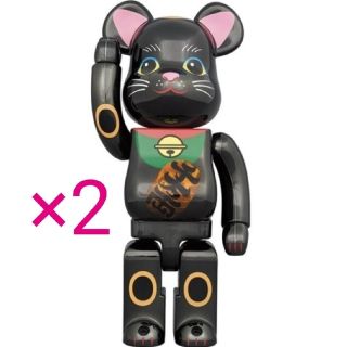 ベアブリック(BE@RBRICK)のベアブリック BE@RBRICK 招き猫 黒メッキ 発光 400％(フィギュア)