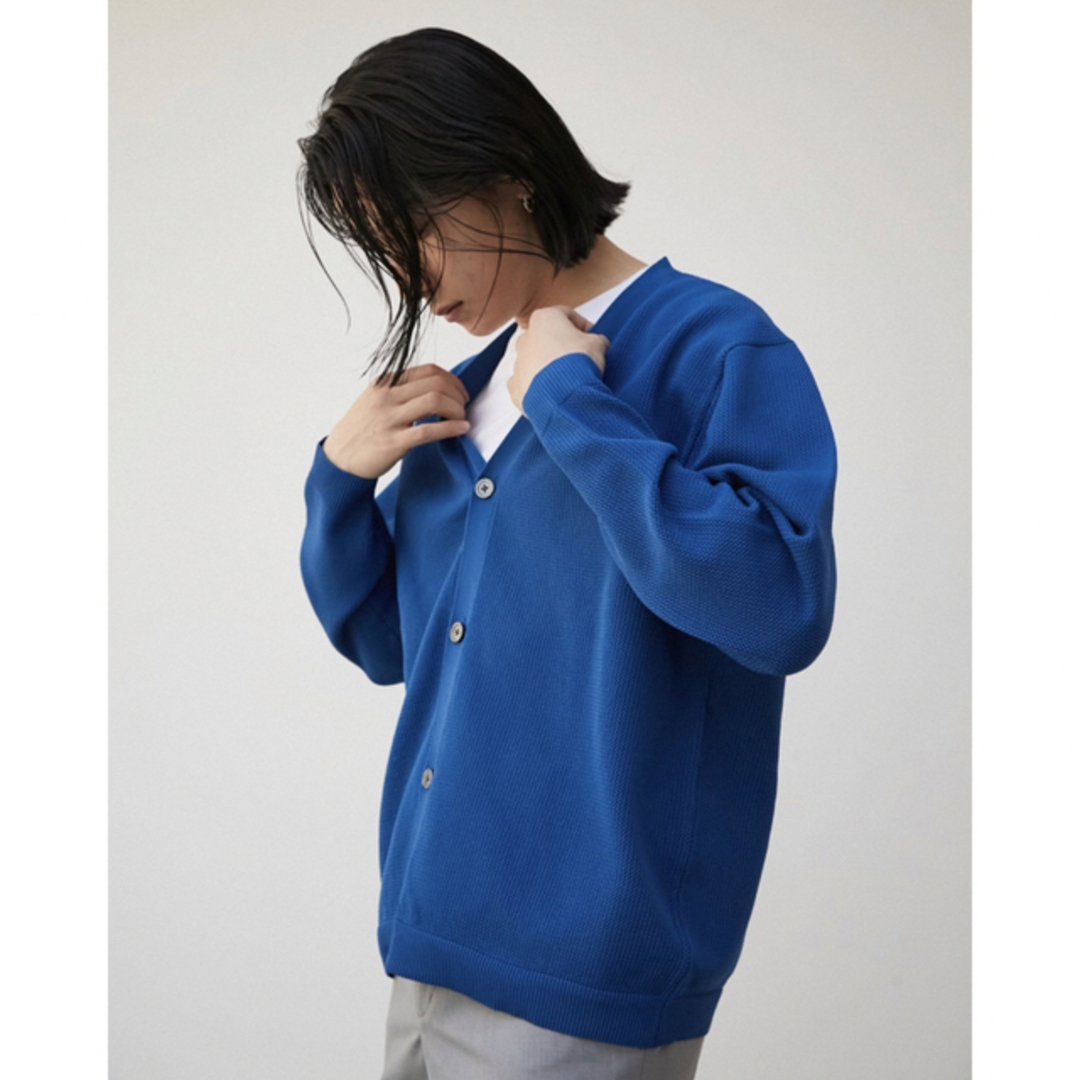 AZUL by moussy(アズールバイマウジー)のAZUL アズール　レイヤード　セット　カーディガン　メッシュニット　青　フリー メンズのトップス(カーディガン)の商品写真