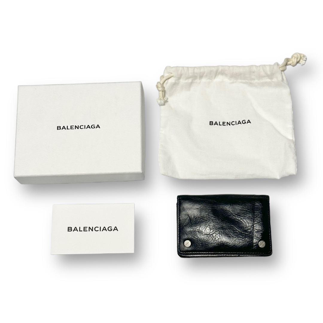 人気品！ BALENCIAGA カード ケース ブラック シルバー 黒 レザー