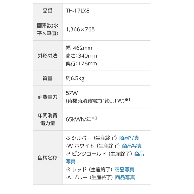 Panasonic(パナソニック)のPanasonic Viera 液晶テレビ 17型 TH-17X8-W スマホ/家電/カメラのテレビ/映像機器(テレビ)の商品写真