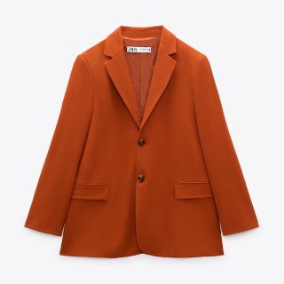 ZARA　ボタン留めストレートフィットブレザー　Sサイズ　オレンジ色