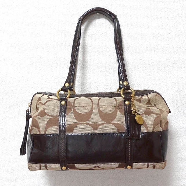 COACH(コーチ)のCOACH コーチ　シグネチャー　ミニボストンバッグ　 12430 ブラウン系 レディースのバッグ(ハンドバッグ)の商品写真